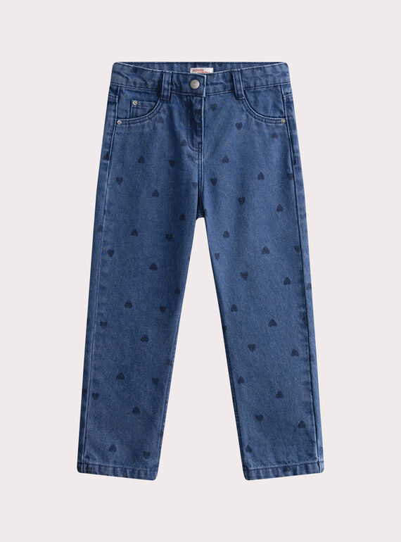 Jean bleu imprimé cœur WAFIJEAN / 25S90151JEAP274