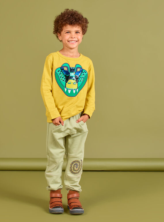 Jogging vert broderie serpent enfant garçon MOKAJOG1 / 21W902I1JGB612