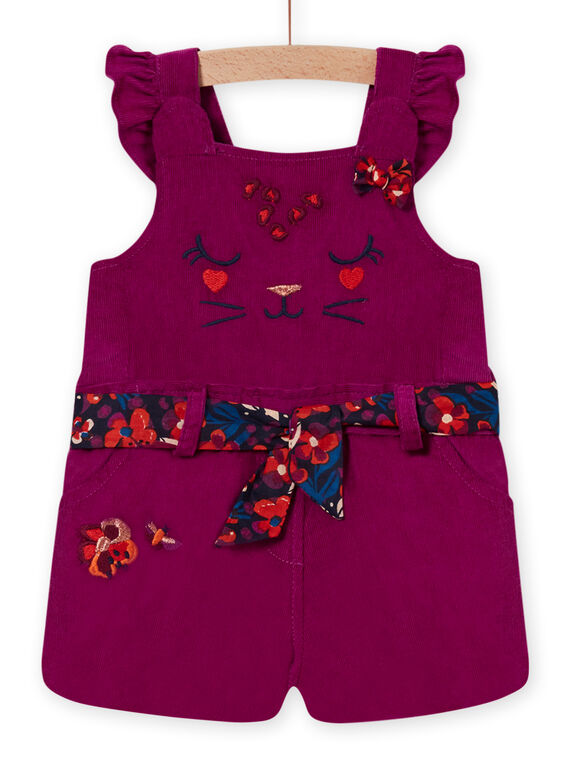 Salopette violine et ceinture en velours bébé fille MIPASAC / 21WG09H2SAL712