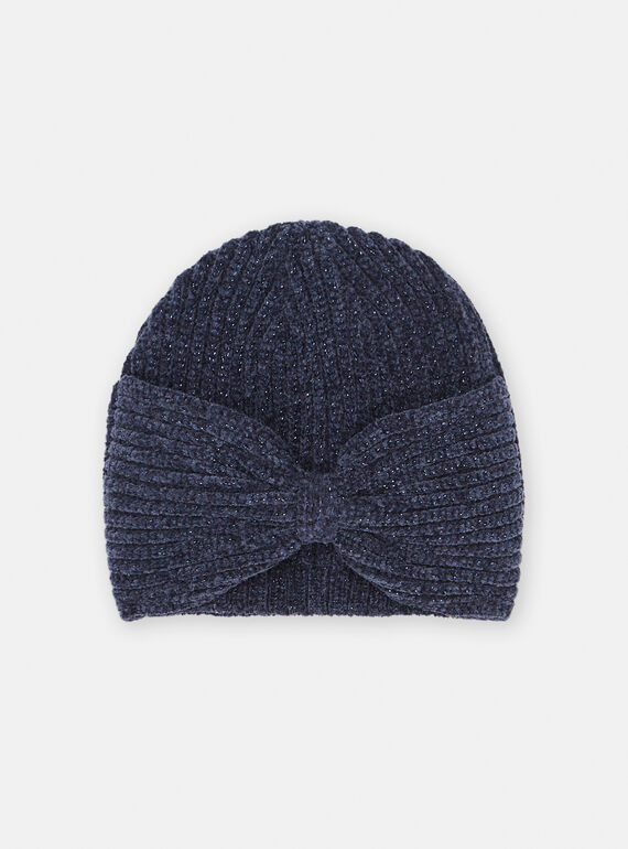 Bonnet bleu marine en maille côtelé SYAJOBON4 / 23WI0192BON070