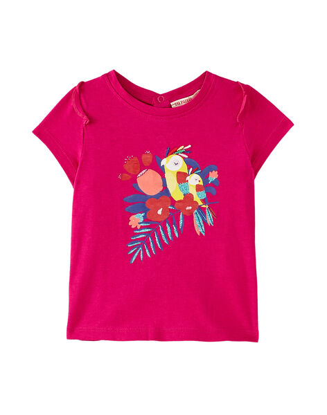 T Shirt Manches Courtes Rose Fuchsia Motif Perroquet Bebe Fille 50 Bebe Dpam