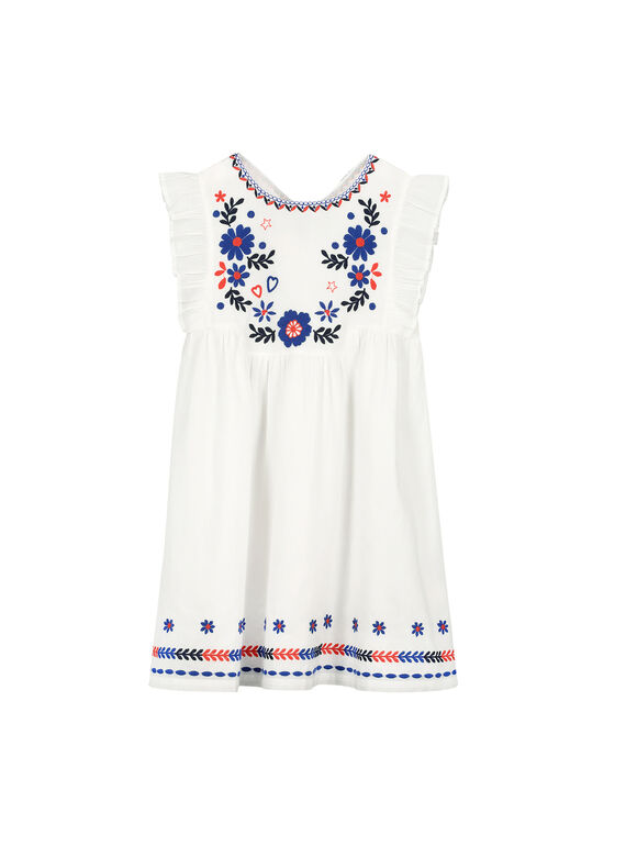 Robe blanche brodée fille FATOROB3 / 19S901L3ROB000