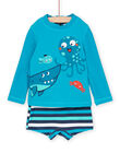 T-shirt et short de bain bleu à imprimé fantaisie RYUENS / 23SI10REMAI202