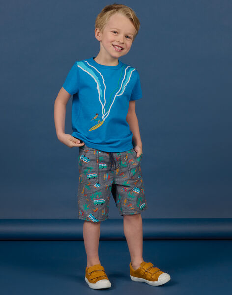 T-shirt manches courtes bleu à motif surfeur enfant garçon NOWATI2 / 22S902V6TMCC221