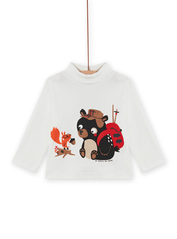 Sous-pull écru à motifs ourson et écureuil bébé garçon MUFUNSOUP / 21WG10M1SPL001
