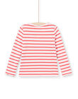 T-shirt réversible manches longues rayures et fleurs enfant fille LAROUTEE3 / 21S901K3TMLD326