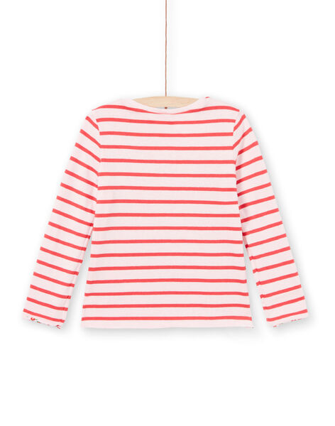 T-shirt réversible manches longues rayures et fleurs enfant fille LAROUTEE3 / 21S901K3TMLD326