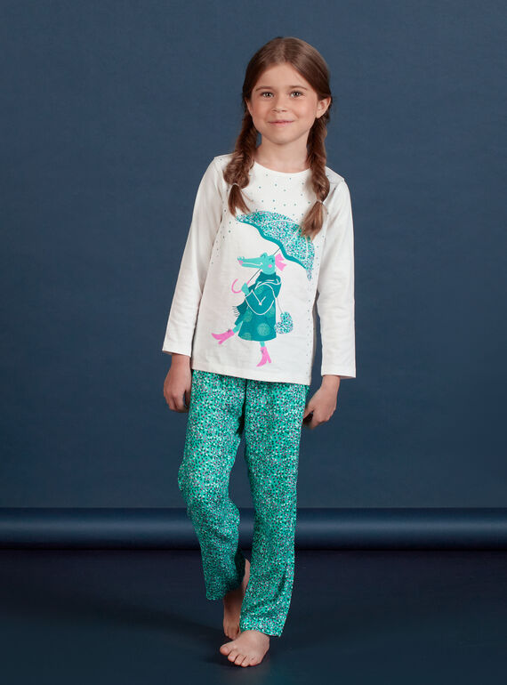 Ensemble pyjama motif fantaisie crocodile enfant fille MEFAPYJCRO / 21WH1182PYJ001