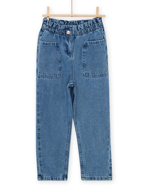 Jean paper bag à taille élastiquée PAMOJEAN / 22W901N1JEAP274
