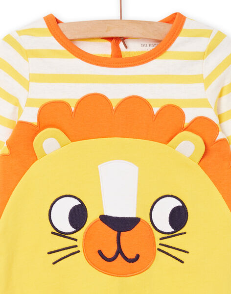 Grenouillère jaune à motif lion bébé garçon NEGAGRELIO / 22SH14G9GRE006
