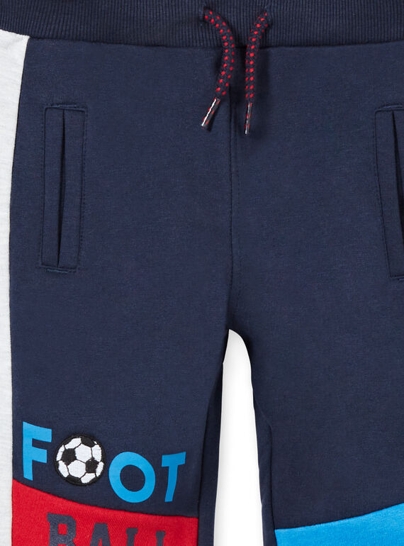 Bas de jogging bleu marine motif football enfant garçon LOHAJOG / 21S902X1JGB705