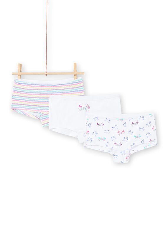 Lot de 3 shortys écrus et fluorescents assortis enfant fille MEFAHOTLIC / 21WH11B2SHY000