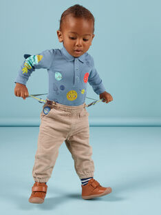 Pantalon à carreaux et bretelles rayées bébé garçon MUPLAPAN2 / 21WG10O2PAN817
