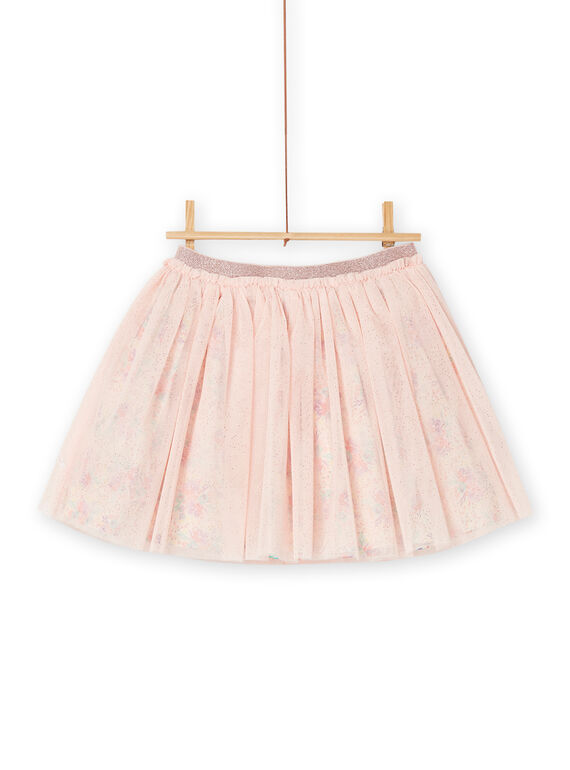 Jupe rose en tulle à imprimé fleuri RABUJUP / 23S90141JUP001
