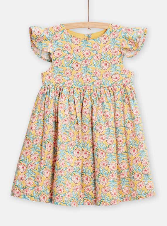 Robe jaune imprimé fleuri pour fille TAJAROB2 / 24S90111ROB104