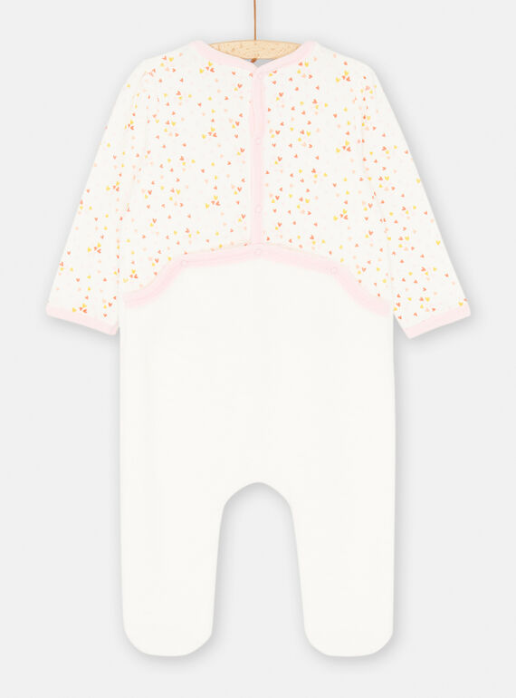 Grenouillère blanche et rose à motifs petits cœurs SEFIGRELAP / 23WH1351GRE001