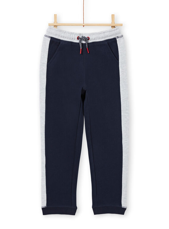 Jogging bleu marine et gris chiné enfant garçon MOJOJOB1 / 21W90214JGB705