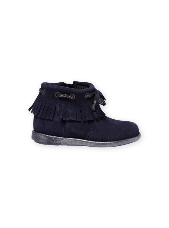 Boots bleu marine à franges bébé fille MIBOOTINDI / 21XK3771D0D070