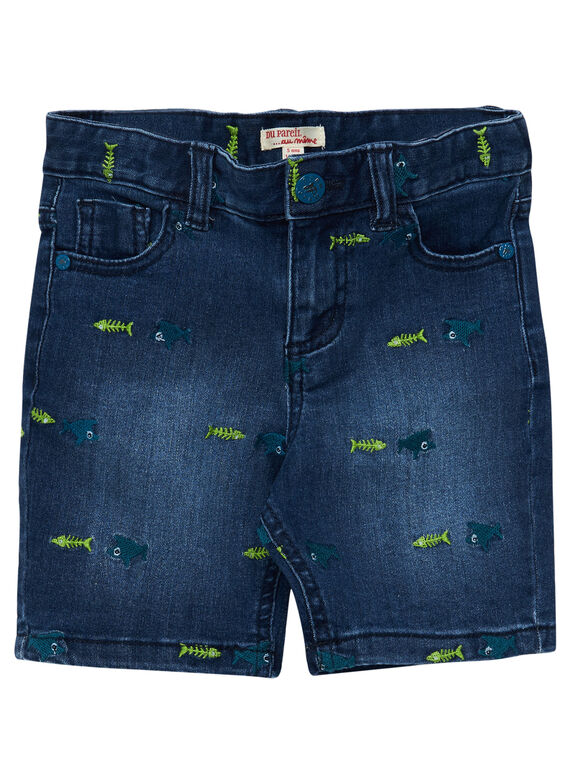 Bermuda en jean garçon rebrodé requin  JOBOBER3 / 20S902H1BERP274
