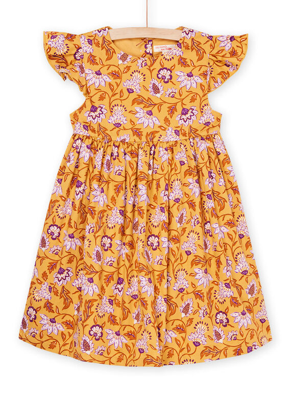Robe moutarde à manches volantées RASOROB1 / 23S90122ROBB106