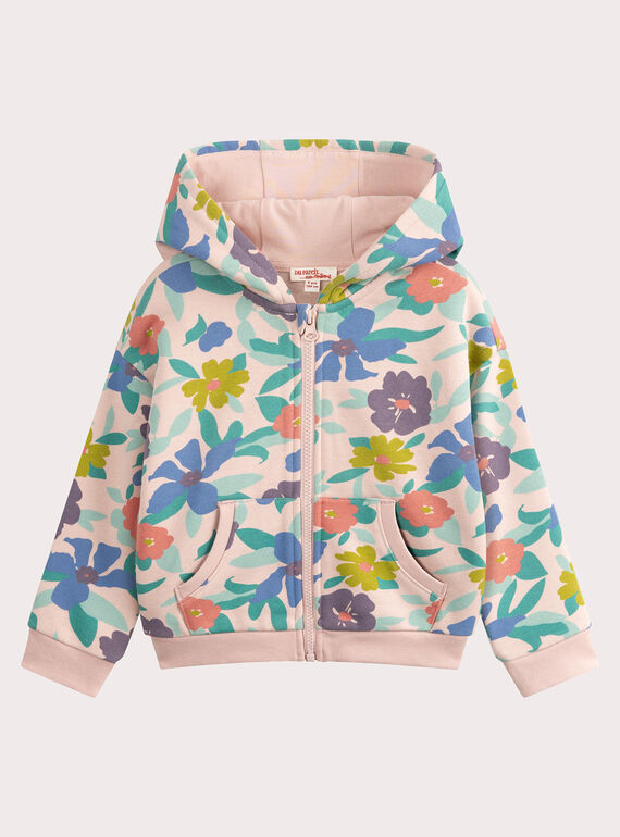 Haut de jogging rose imprimé fleuri pour fille VAJOHAUJOG1 / 24W901G3JGHD329