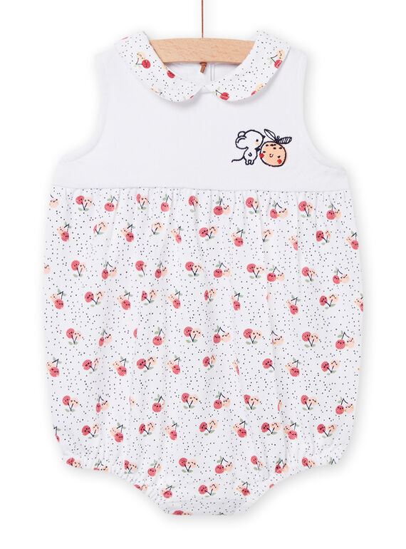 Barboteuse blanche imprimée naissance fille NOU2BAR / 22SF0351BAR000