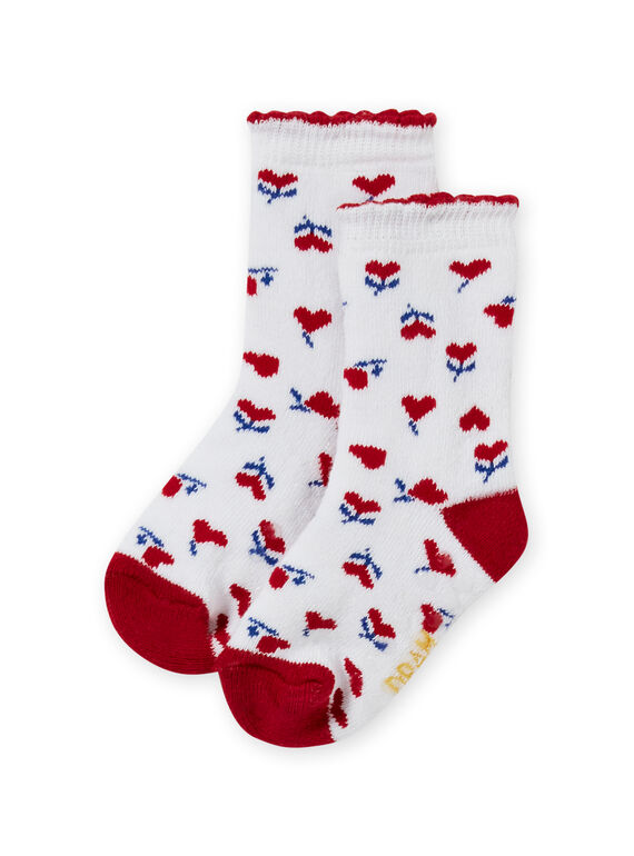 Chaussettes écrues imprimé cœurs bébé fille MYIMIXSOQB / 21WI09J1SOQ001