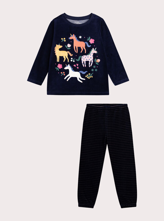 Pyjama phosphorescent en velours pour fille  VEFAPYJBLE / 24WH1194PYJ070