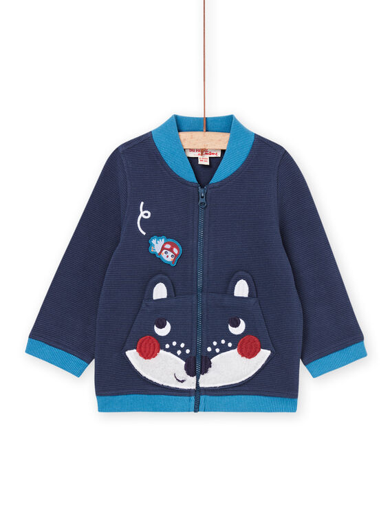 Gilet uni marine avec animations sur les poches PUGOHOJOG / 22WG10O1GIL715