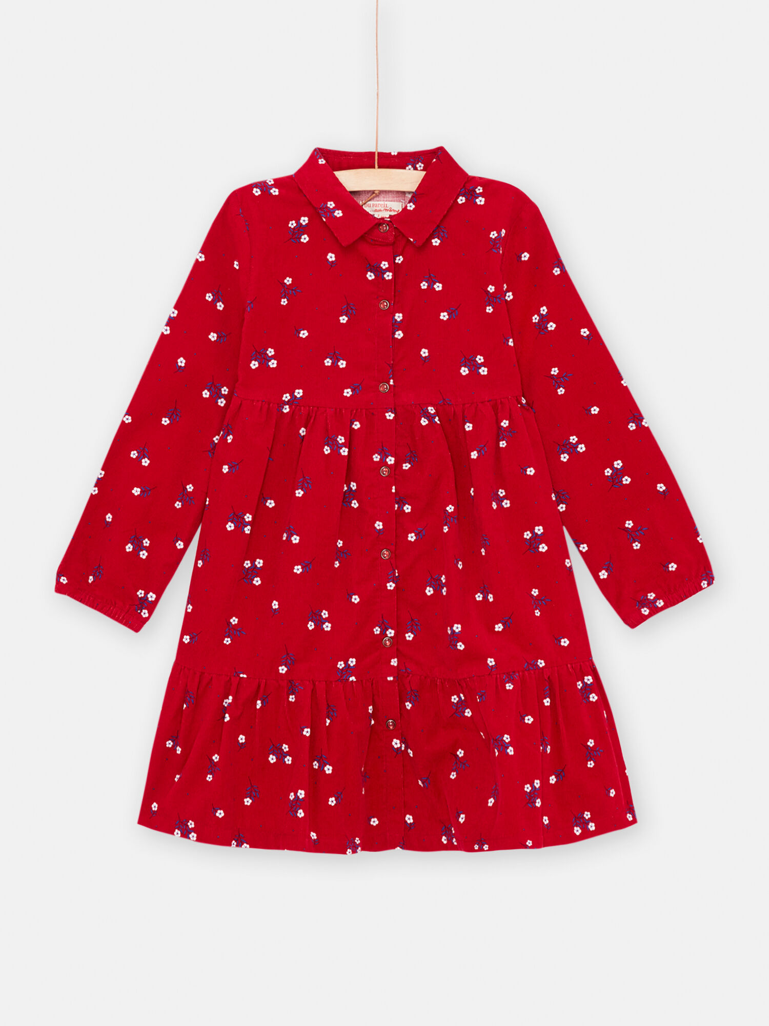 Robe chemise rouge a imprime fleuri fille Robe DPAM