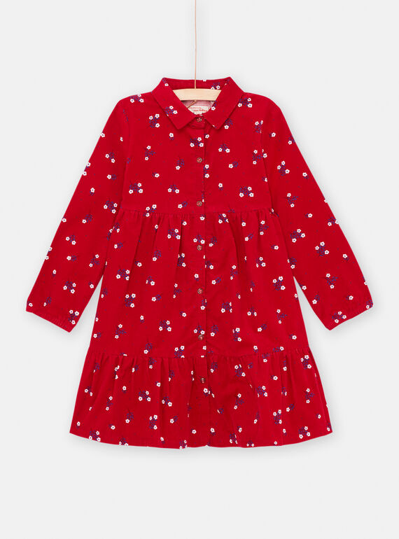 Robe chemise rouge à imprimé fleuri fille SAFOROB3 / 23W901K3ROBF504