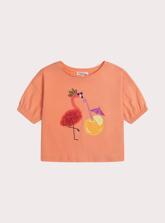 T-shirt orange clair avec animation  WALITI1 / 25S901T3TMCE403