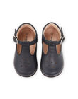 Salomés en cuir lisse bleu marine PISALMIXTE / 22XK37B1D13070