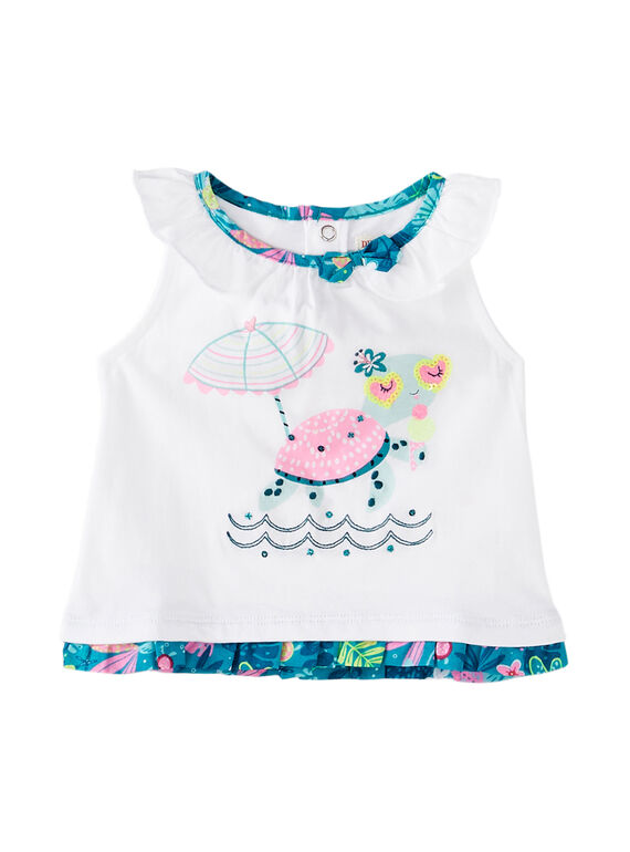 Debardeur ecru layette fille JIQUADEB / 20SG09R1DEB000