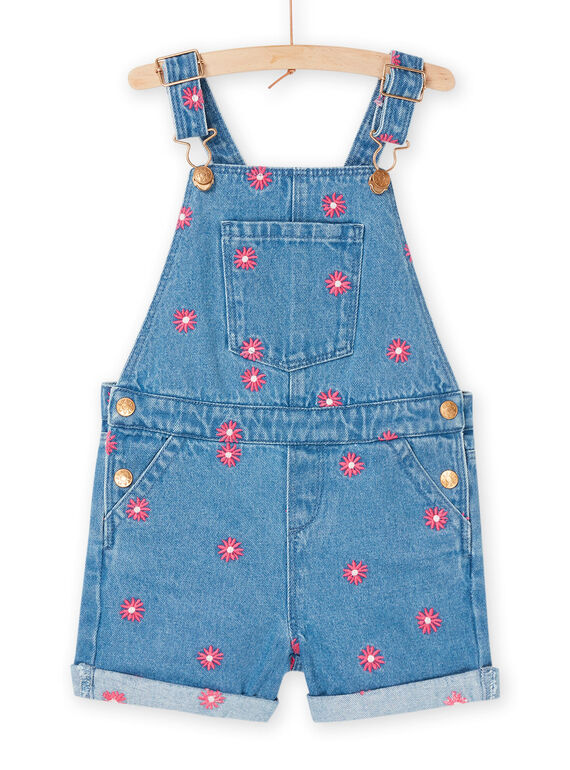 Salopette en jean bleue à broderies fleuries RAMAGSAC / 23S901T1SACP272