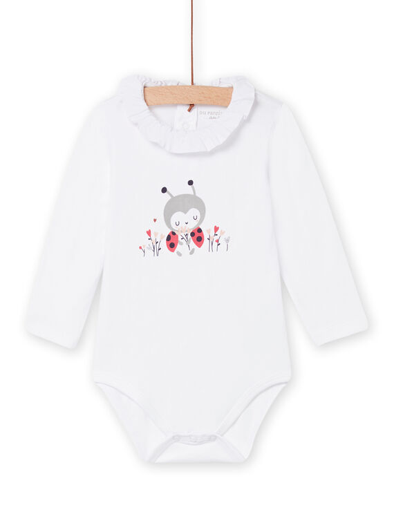 Body blanc à motifs coccinelle et fleurs naissance fille NOU1BOD4 / 22SF0341BOD000