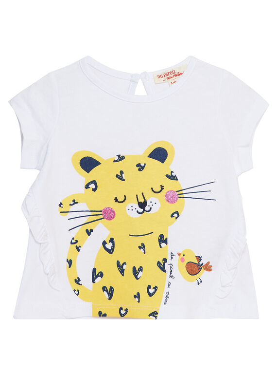 Tee shirt écru manches courtes bébé fille JITROTI1 / 20SG09F1TMC000