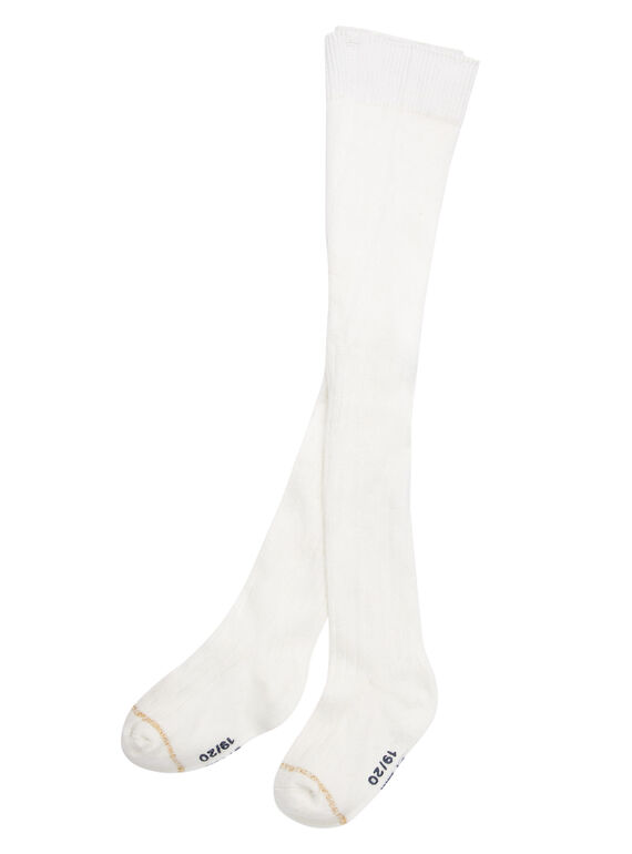 Collant en coton à côtes écru bébé fille JYIESCOL1 / 20SI0961COL001