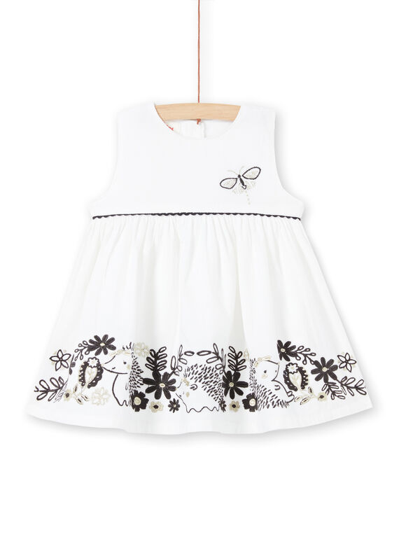 Robe blanche en velours bébé fille LIPOEROB1 / 21SG09Y2ROB001