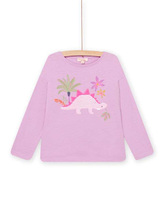 T-shirt manches longues animation dinosaure en sequins magiques violet PAKATI2 / 22W901L1TML326