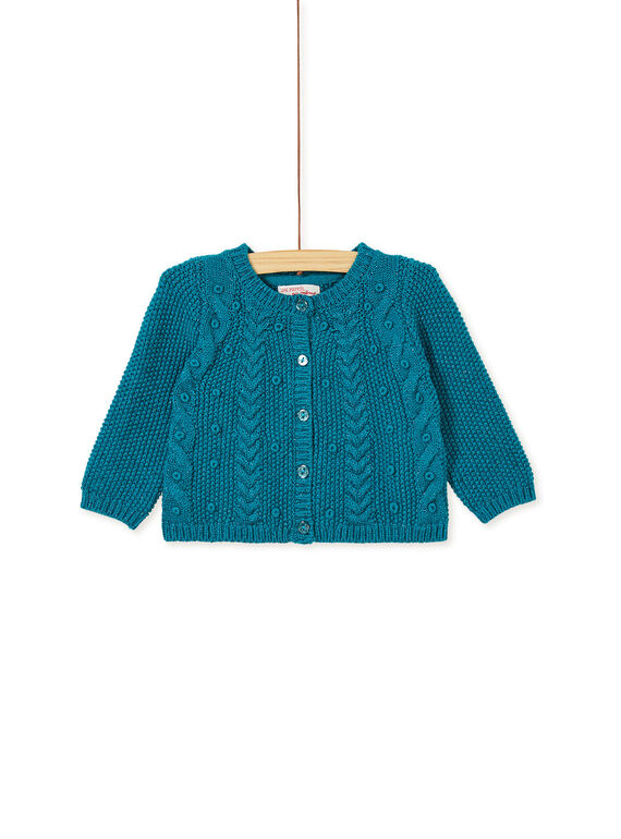Gilet tricot turquoise lurex bébé fille KIBRICAR1 / 20WG09F2CARC217