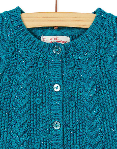 Gilet Tricot Turquoise Lurex Bebe Fille Anc Co Bebe Dpam