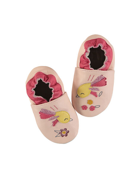 chausson en cuir bébé fille