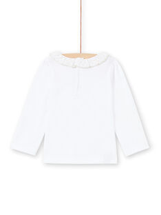 T-shirt manches longues blanc à collerette bébé fille MIJOBRA1 / 21WG0911BRA000