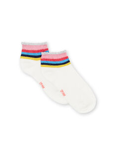Socquettes écrues à rayures colorées et paillettes enfant fille LYAHACHO / 21SI01X1SOQ001