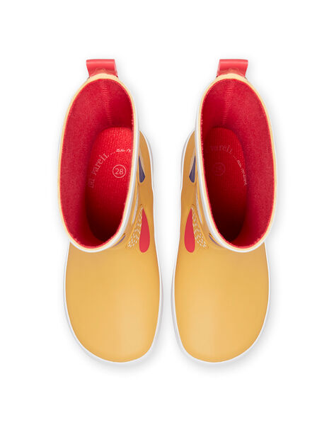 Bottes de pluie jaunes à motifs cœurs fantaisie enfant fille MAPLUICOEUR / 21XK3511D0C400