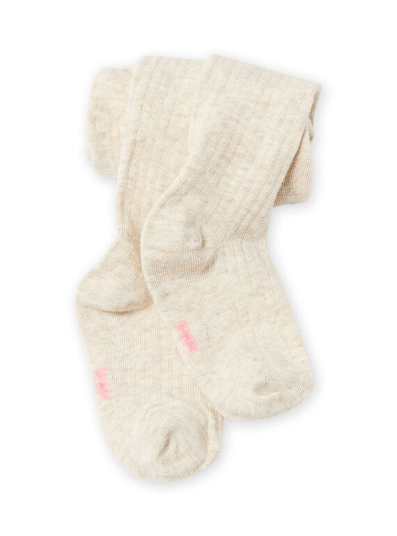 Collant uni écru chiné enfant fille MYAJOSCOL6 / 21WI0111COL006