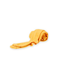 Collant uni côtelé jaune moutarde enfant fille MYAJOCOL1 / 21WI0116COLB106