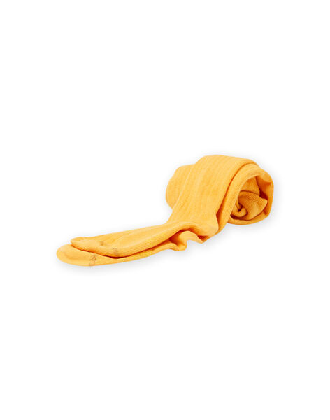 Collant uni côtelé jaune moutarde enfant fille MYAJOCOL1 / 21WI0116COLB106