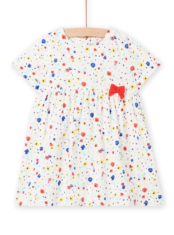Robe écrue imprimé fleuri coloré bébé fille NILUROB2 / 22SG09P3ROB001